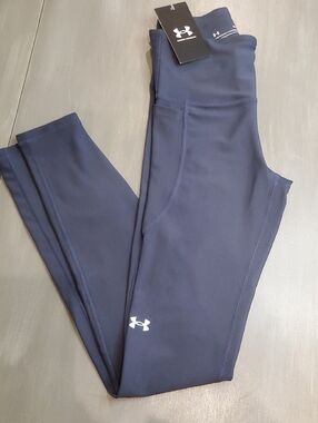 NWT Under Armour Gray Tech Hi Rise Full Length Compression Leggings with Logo XS